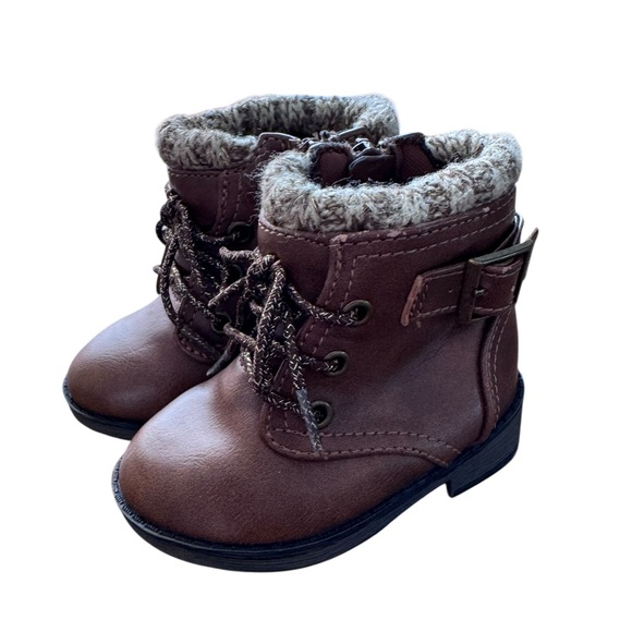 Baby Girl Brown Boots with Lining-Size 3 Like New - Picture 1 of 4